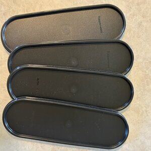 Tupperware Set of 4 Black Modular Mates Super Oval Replacement Seal/Lid 2402A